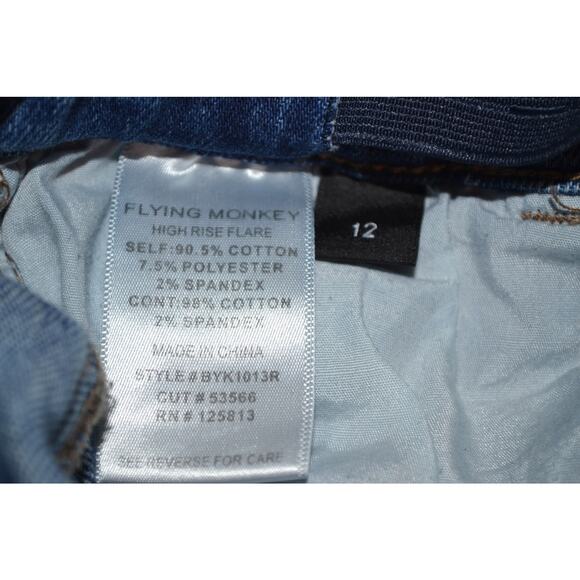 Flying Monkey Girls Two Tone Flare Rise Flare Stretch Raw Hem Jeans Size 12 - Picture 4 of 8